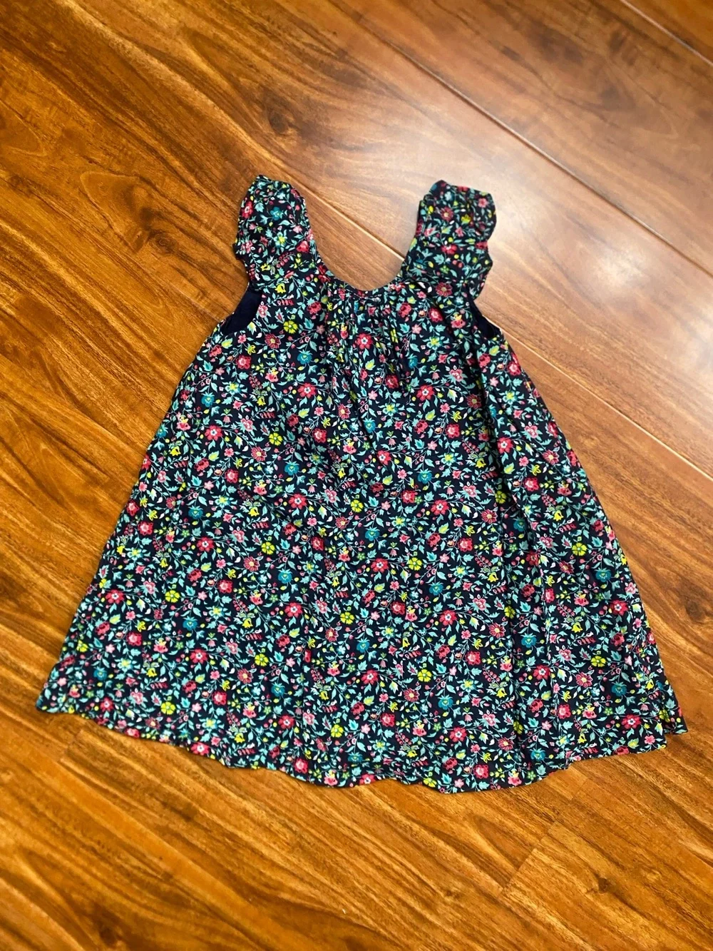 Gap Toddler Girls Navy Multicolor Floral Trapeze Dress Size 3T Coastal Girly
